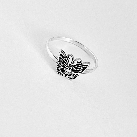Sterling Silver Small Butterfly Ring, Silver Rings, Spirit Bug Jewelry, Insects - Picture 5 of 13